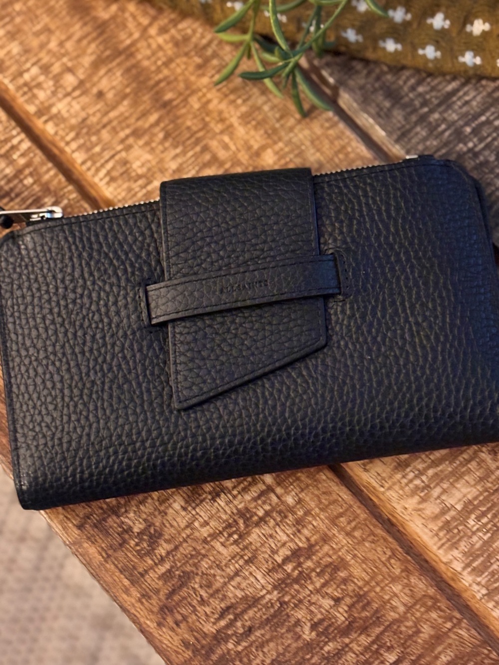 AllSaints Ray LeatherWomen's Black Wallet New w Tag